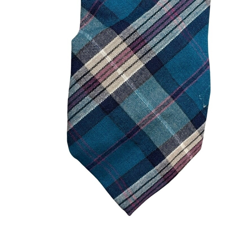 Pendleton Mens Plaid Tie Teal Blue Navy 100% Virgin Wool Made in USA A219121